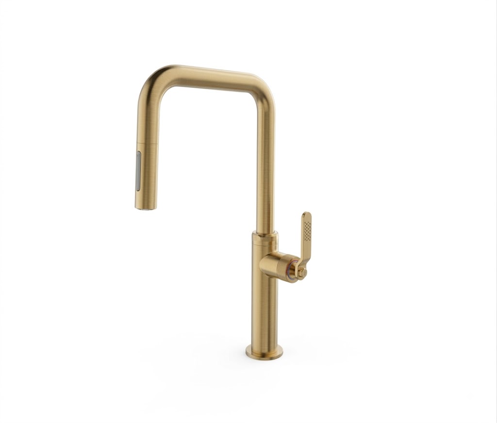 SERVEO REGALIA SERIES TABLE MOUNTED PULL OUT BRASS KITCHEN MIXER SV6906-BRUSH GOLD