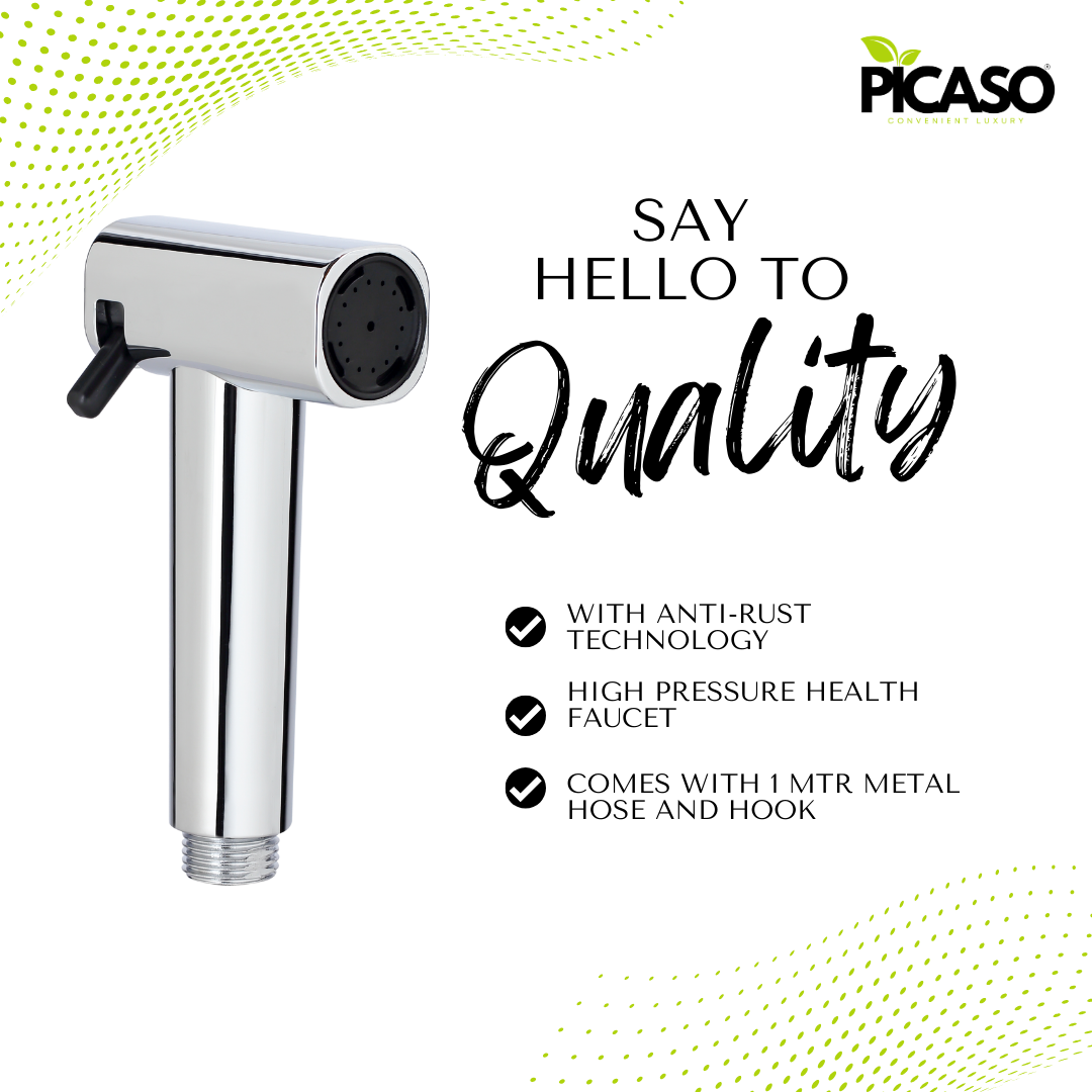 Picaso 2 Flow Jet Spray Set with 1.5 mtr pullout hose & hook