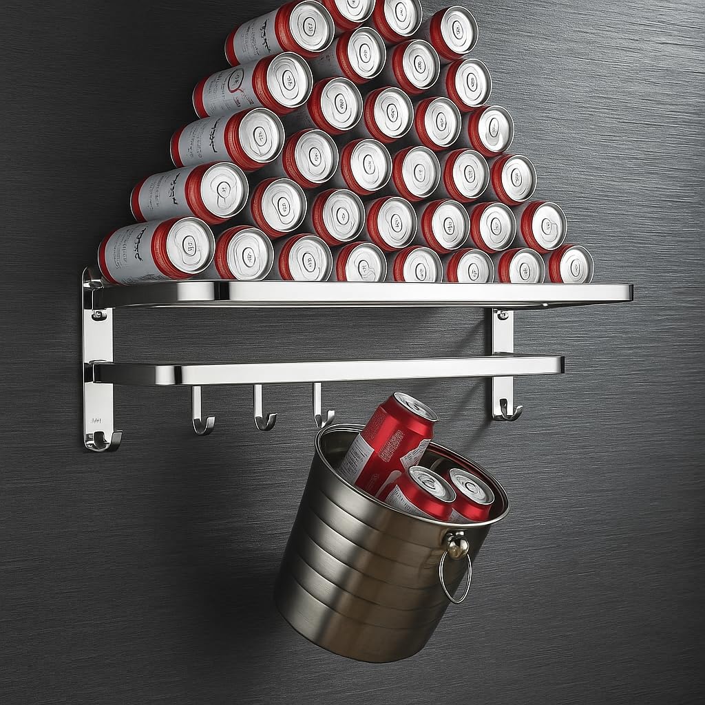 Quakin Folding Towel Rack SS 304  for Bathroom (24 Inch- Chrome Finish, Silver)