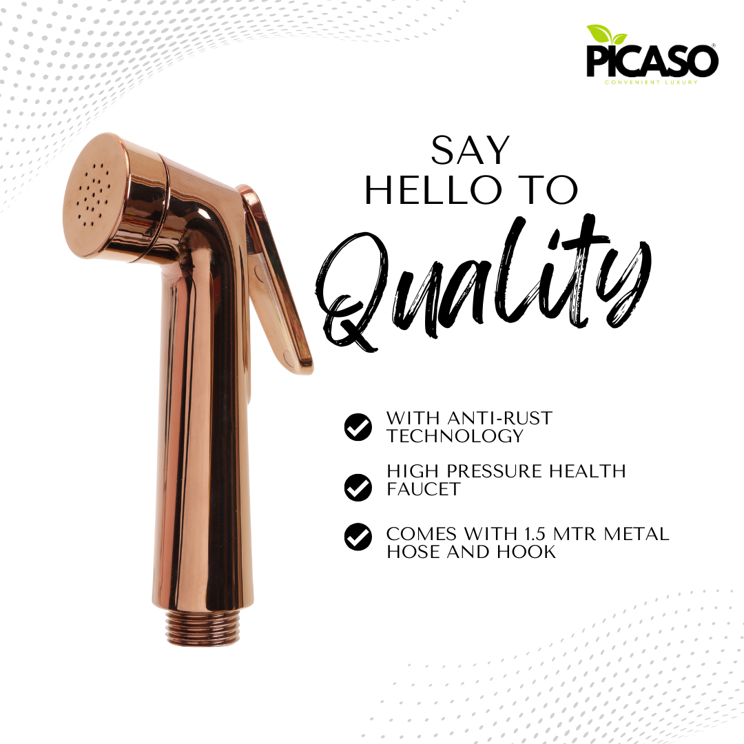 Picaso Rose Gold Jet Spray Set with 1.5 mtr hose & hook