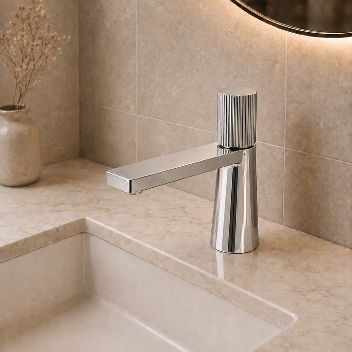 SERVEO PEBBLE SERIES BRASS SHORT BASIN MIXER SV6001-CHROME