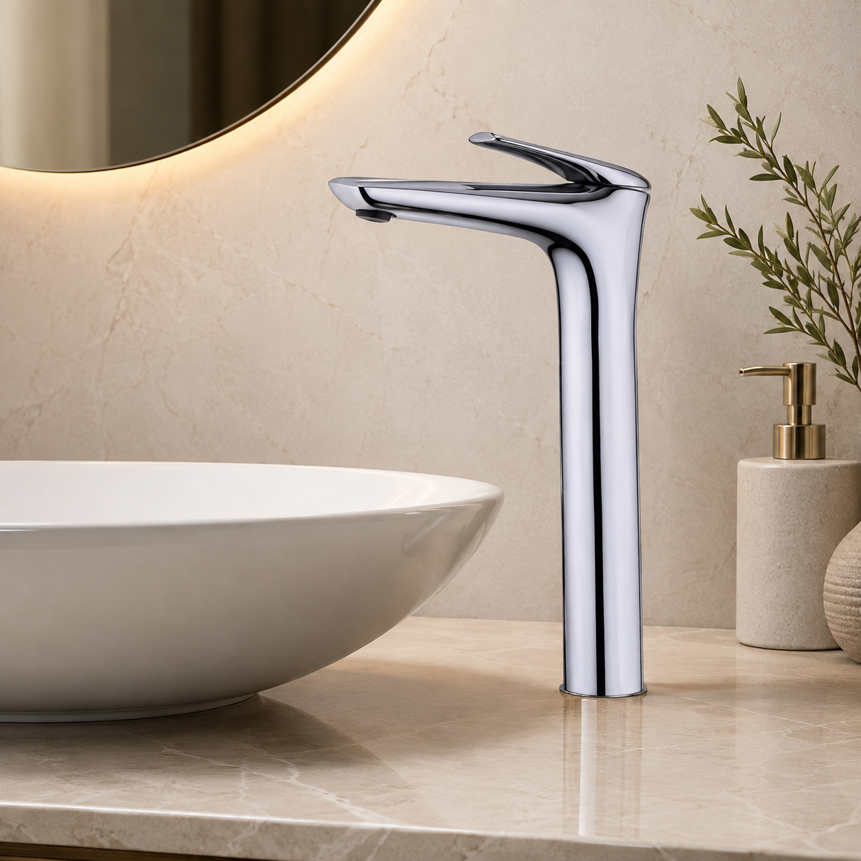 SERVEO ROYALE SERIES BRASS TALL BASIN MIXER SV6104-CHROME