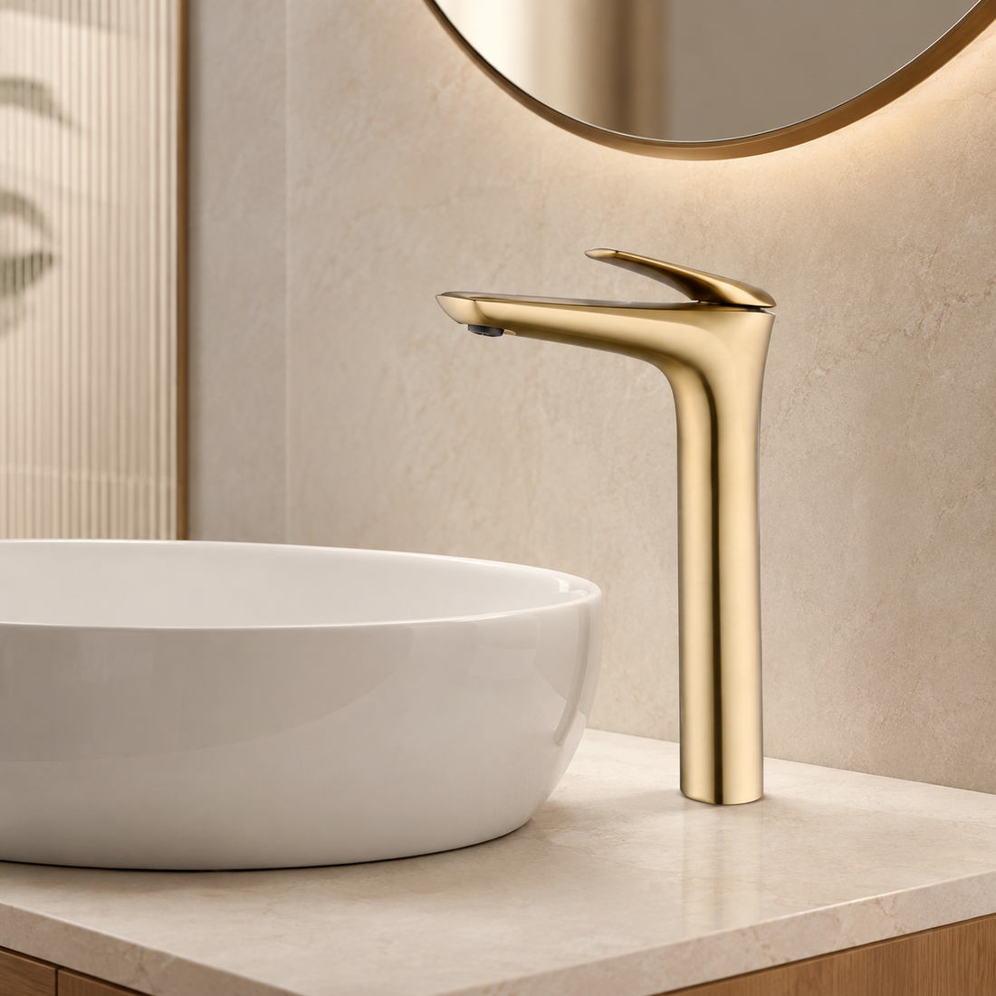 SERVEO ROYALE SERIES BRASS TALL BASIN MIXER SV6104-BRUSH GOLD