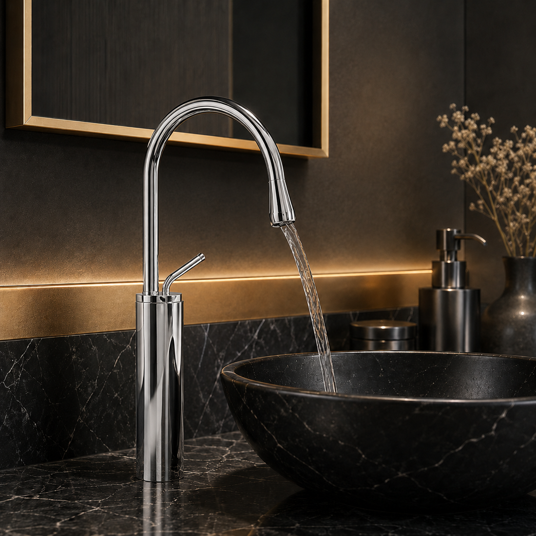 SCUBA SINGLE LEVER BASIN MIXER WITH WATERFALL FAUCET SC-966 CP-CHROME PLATED