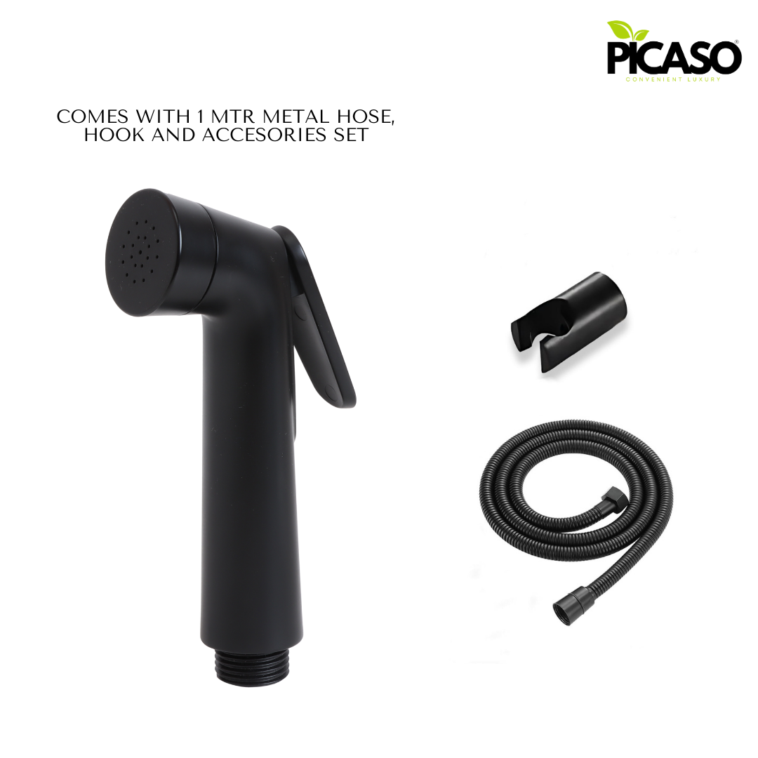 Picaso Matte Black Jet Spray Set with 1.5 mtr hose & hook