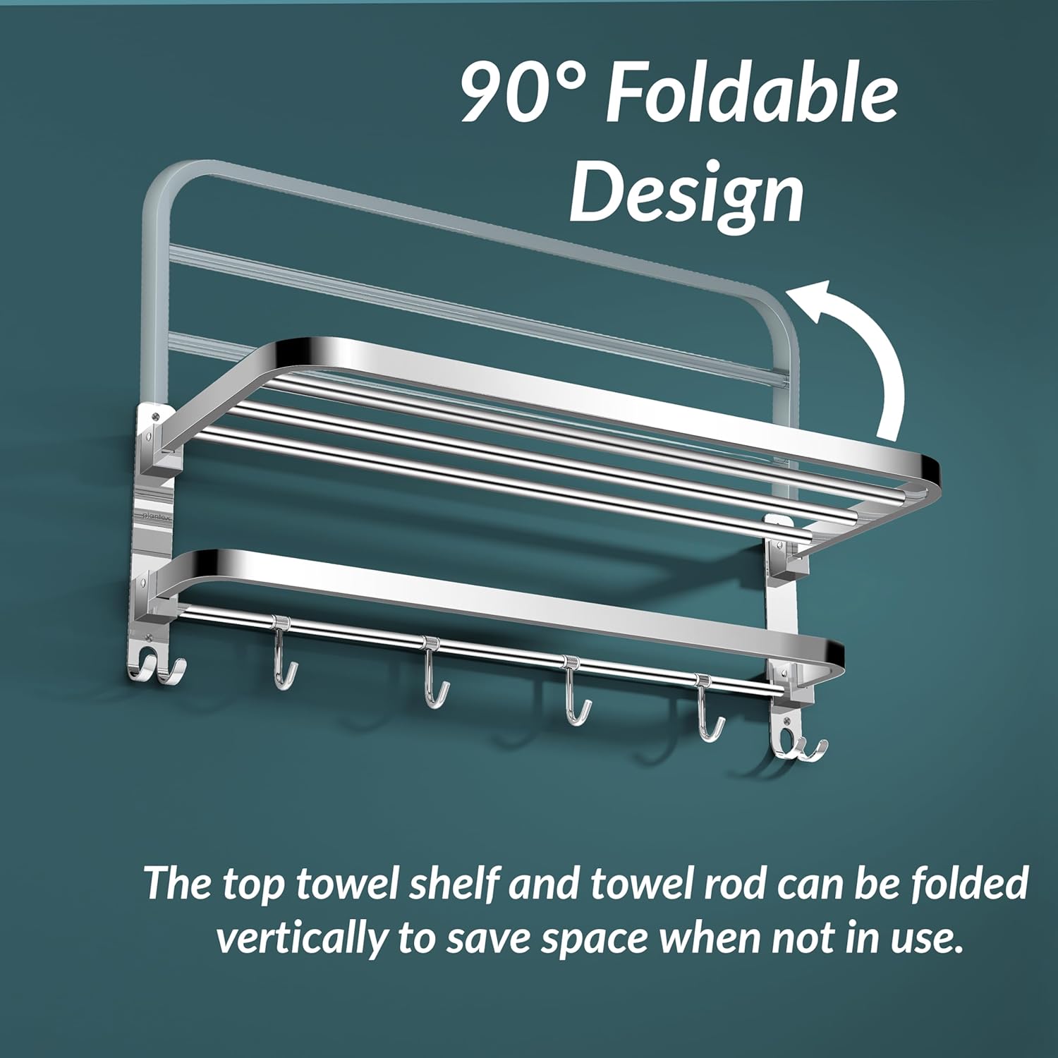 Quakin Folding Towel Rack SS 304  for Bathroom (24 Inch- Chrome Finish, Silver)