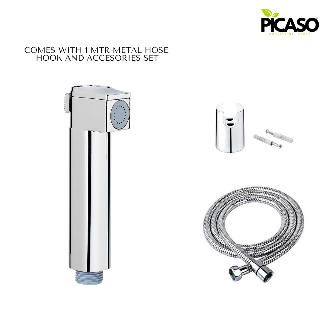 Picaso Square Slider Jet Spray Set with 1.5 mtr hose & hook