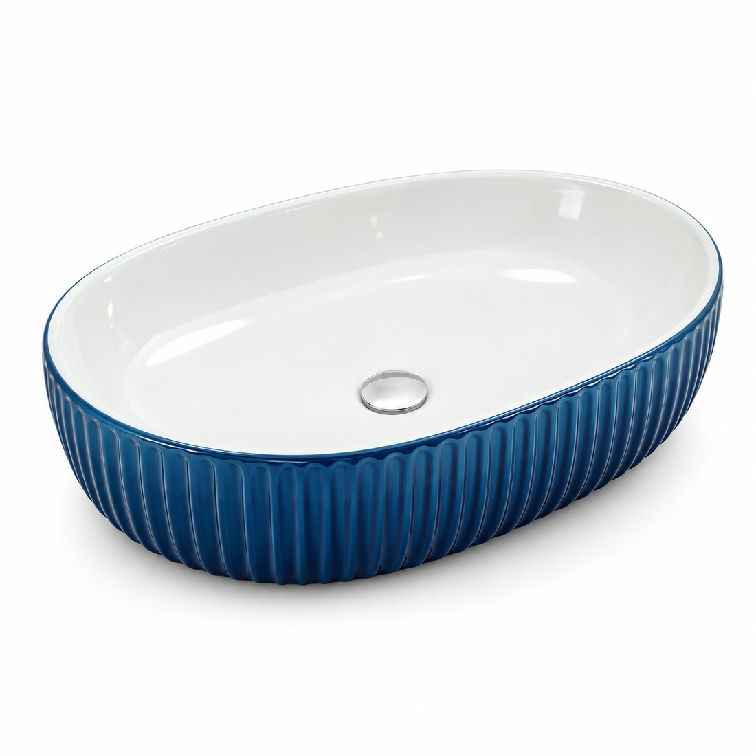 SCUBA METALIC BLUE BASIN SERIES 18X14 INCHES SC-9832-BLUE WHITE
