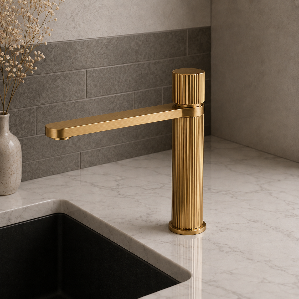 SERVEO ROYALE SERIES  304 STAINLESS STEEL TALL BASIN MIXER SV6105-BRUSH GOLD