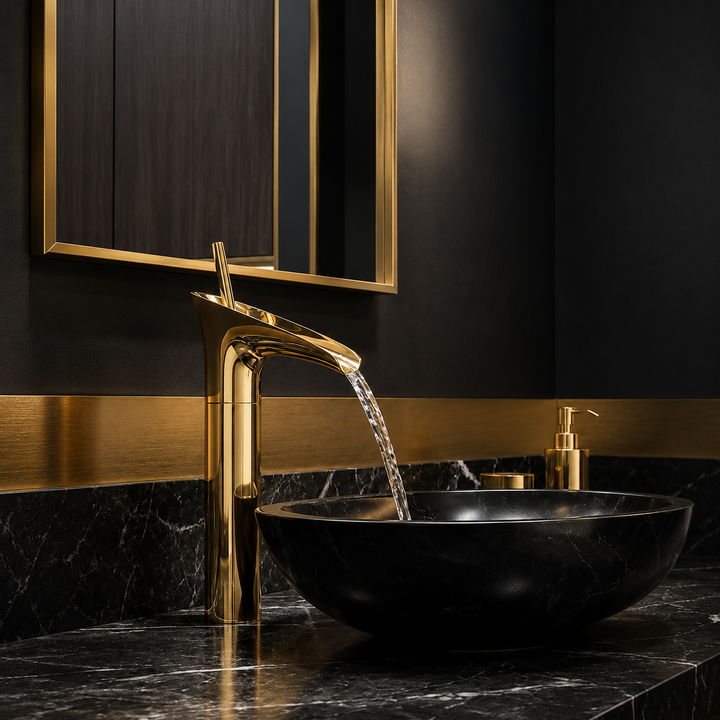 SCUBA SINGLE LEVER BASIN MIXER WITH WATERFALL FAUCET SC-963 G-GOLD