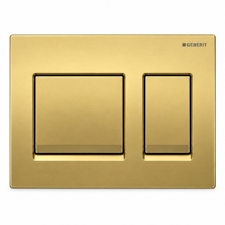 GEBERIT ACTUATOR ALPHA 25 SQUARE FLUSH PLATE- BRASS GOLD