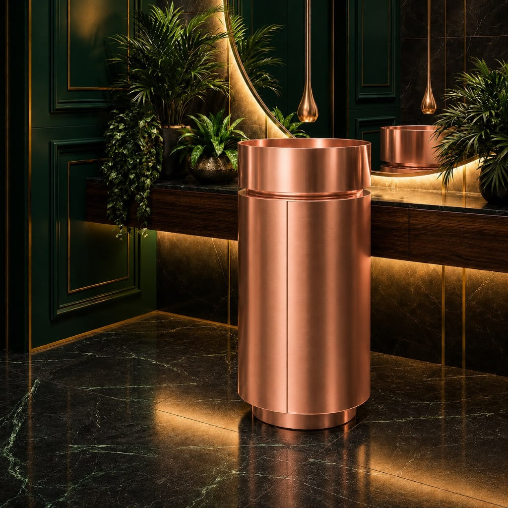 SCUBA METALLIC SERIES PEDESTAL SC-919 WITH STORAGE CABINET - METALLIC ROSE GOLD