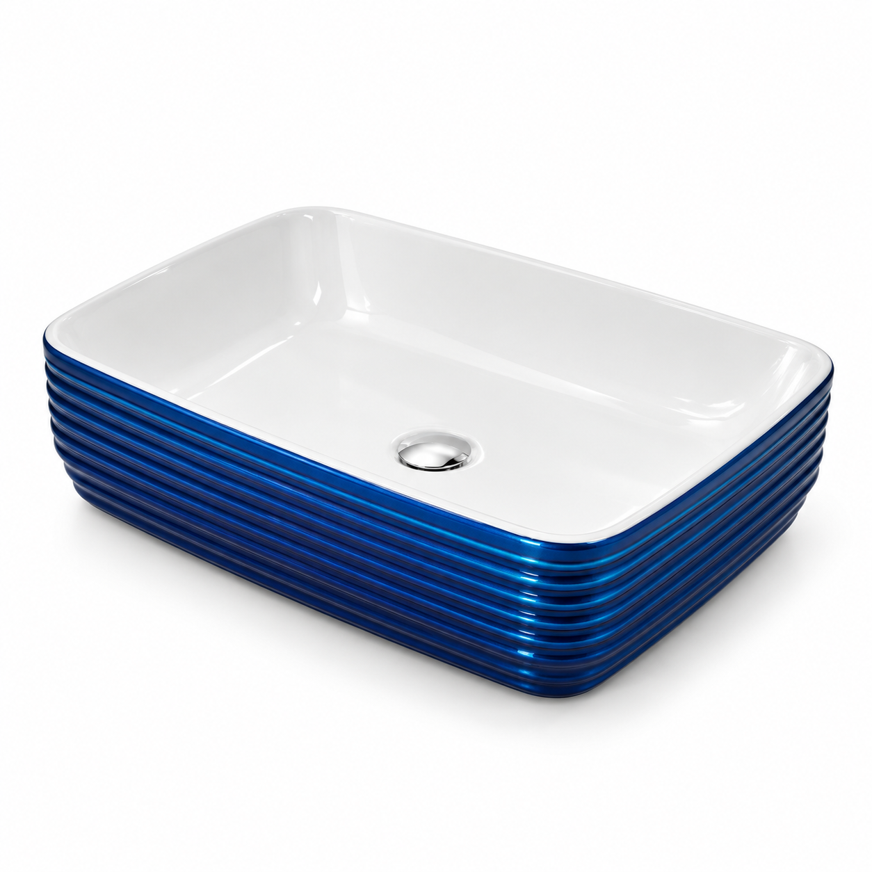 SCUBA METALIC BLUE BASIN SERIES 20X14 INCHES SC-9833-BLUE WHITE