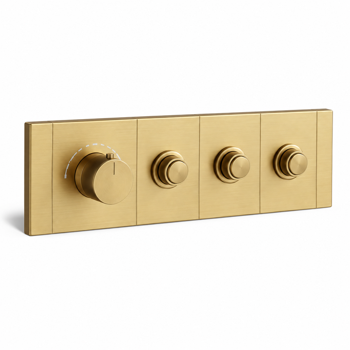 SERVEO ROYALE SERIES 3 WAY MULTI-FUCTION THEROMOSTATIC DIVERTER HORIZONTAL SV923-BG-BRUSH GOLD