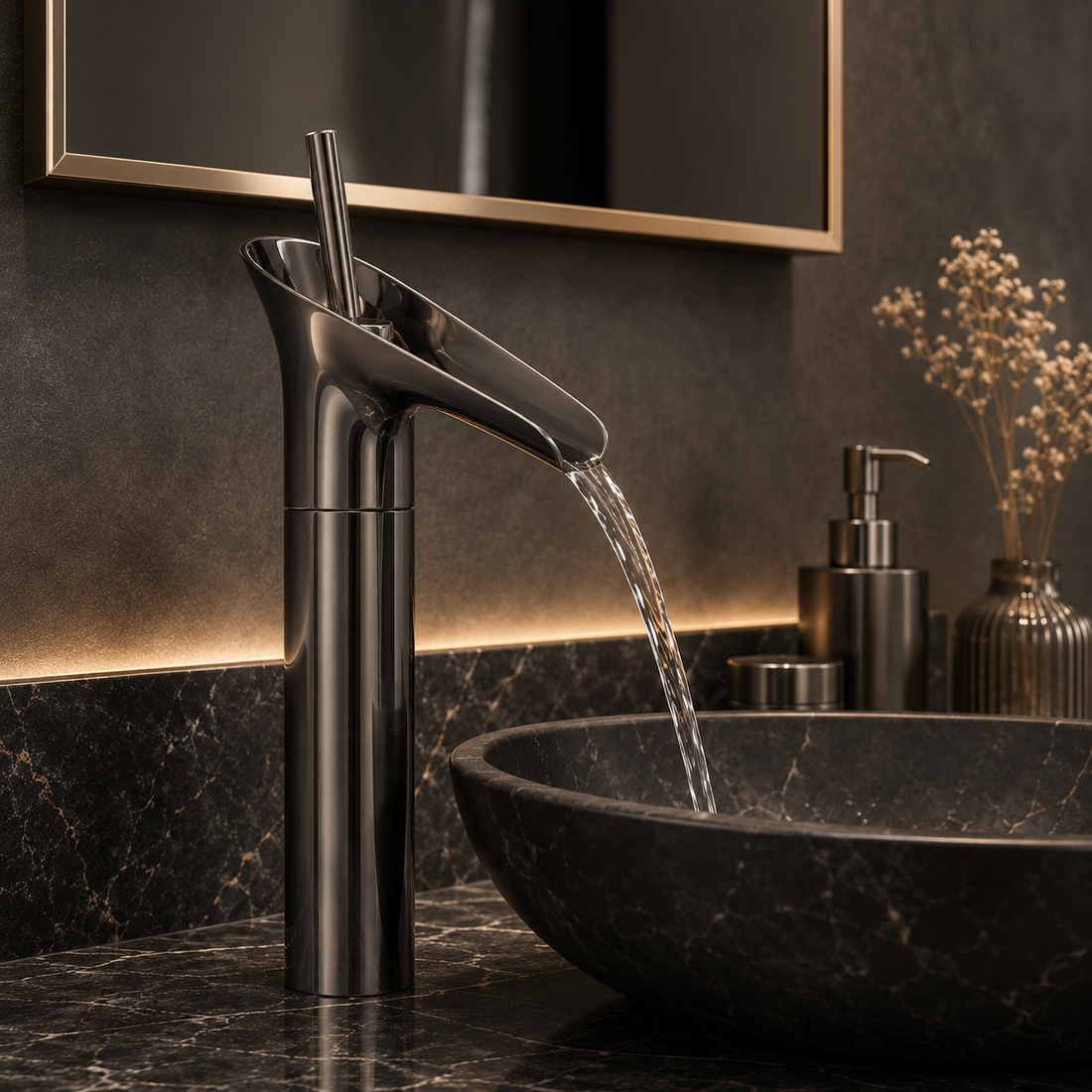 SCUBA SINGLE LEVER BASIN MIXER WITH WATERFALL FAUCET SC-963 GM
