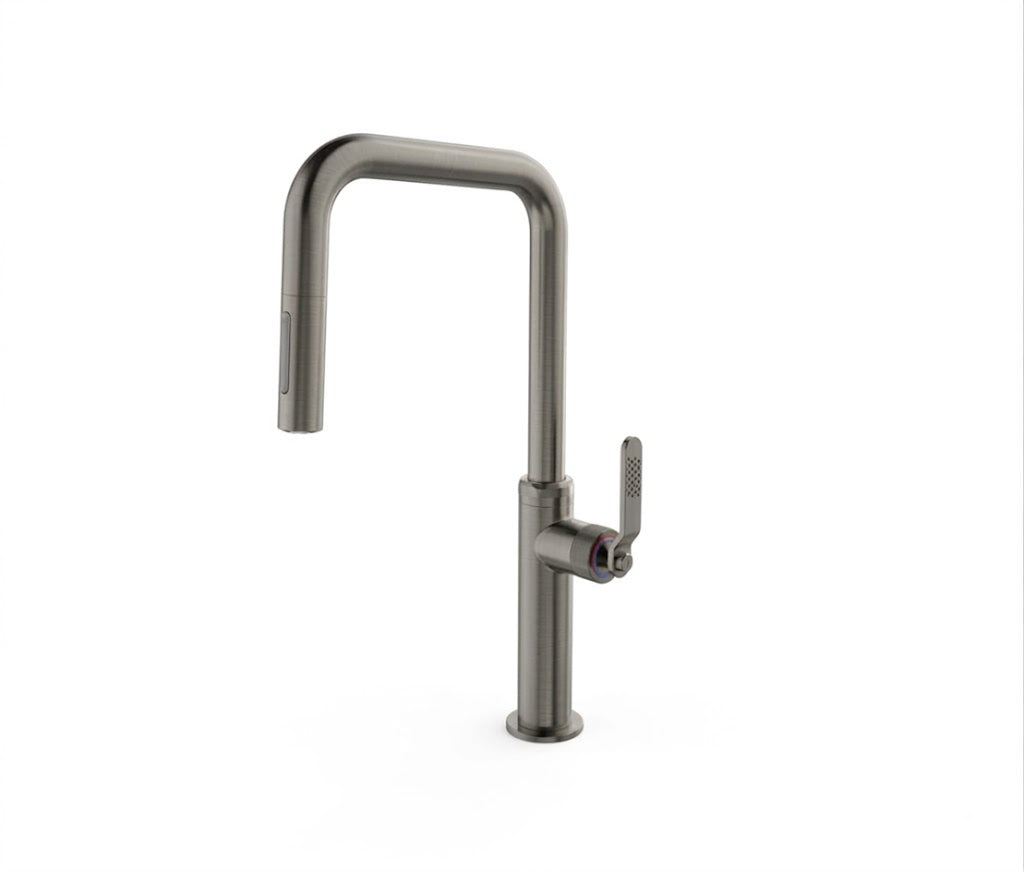 SERVEO REGALIA SERIES TABLE MOUNTED PULL OUT BRASS KITCHEN MIXER SV6906-GUN METAL