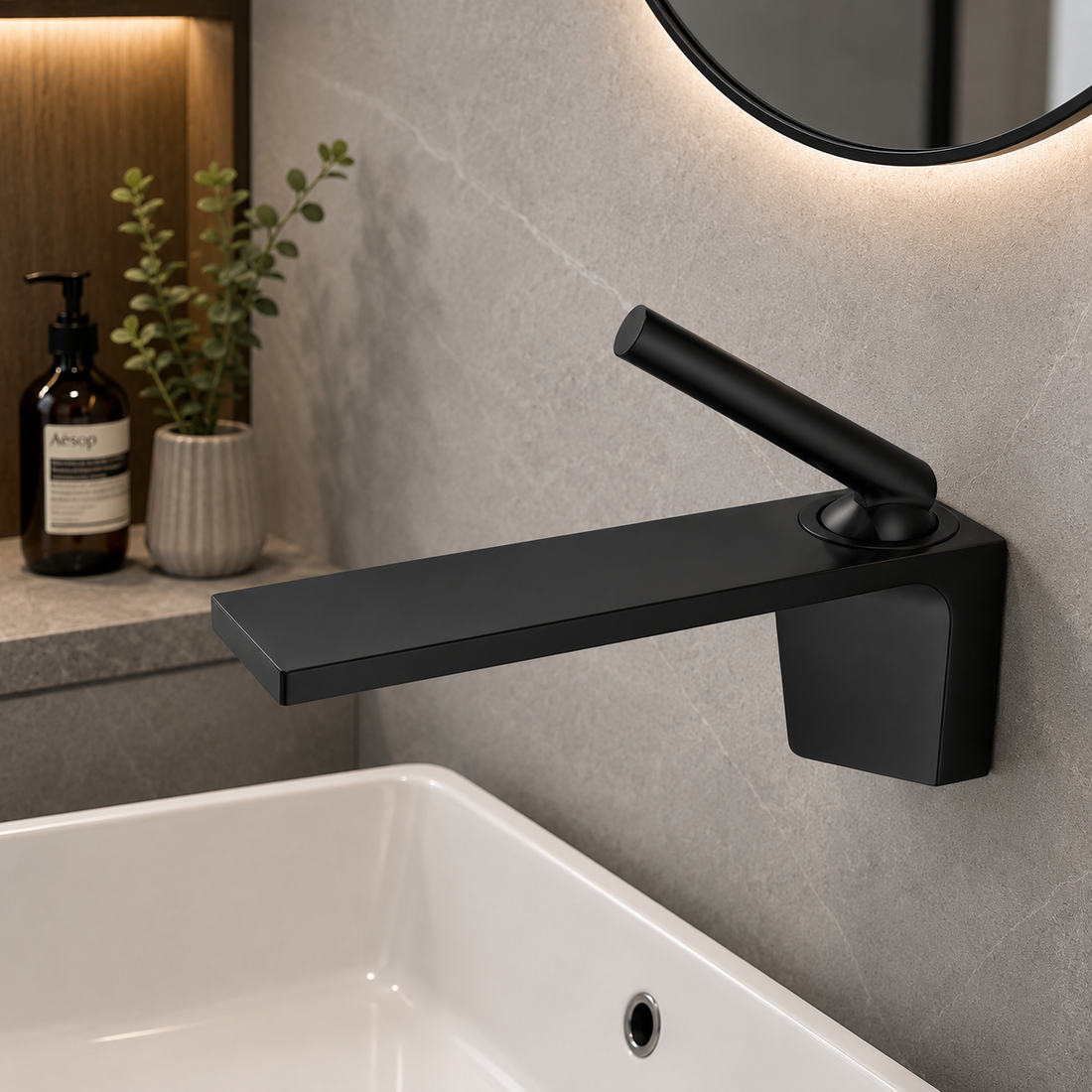 SERVEO VOGUE SERIES WALL MOUNTED BASIN MIXER SV6209-BLACK MATT