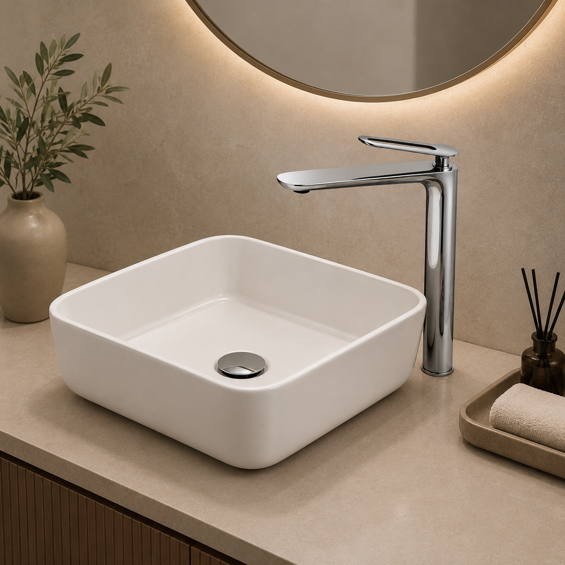 SERVEO CROWN SERIES BRASS TALL BASIN MIXER  SV6103-CHROME