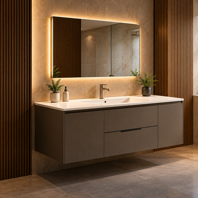 Bathroom vanity unit and basin