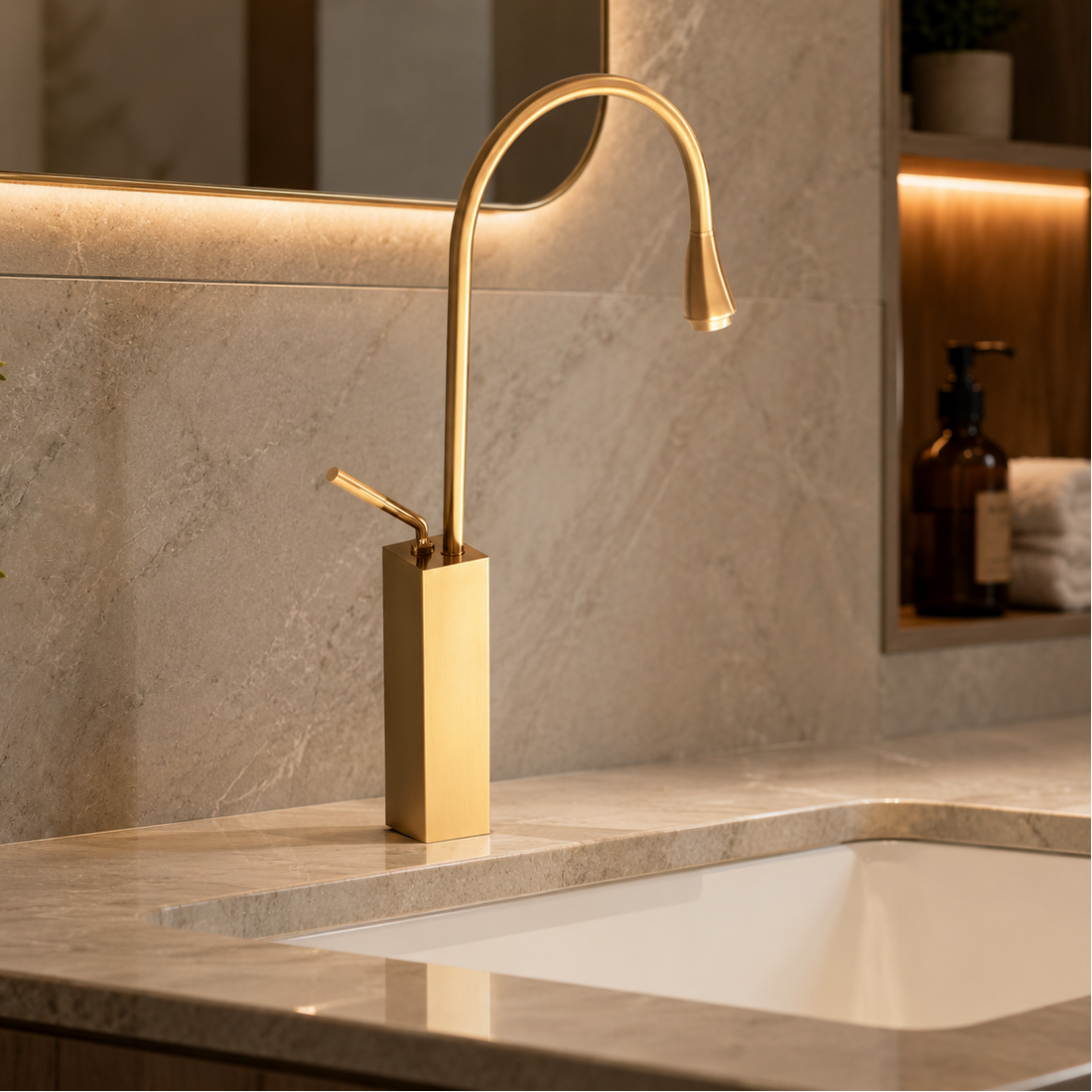 SCUBA BASIN MIXER DESIGNER FAUCET SC-967 - GOLD