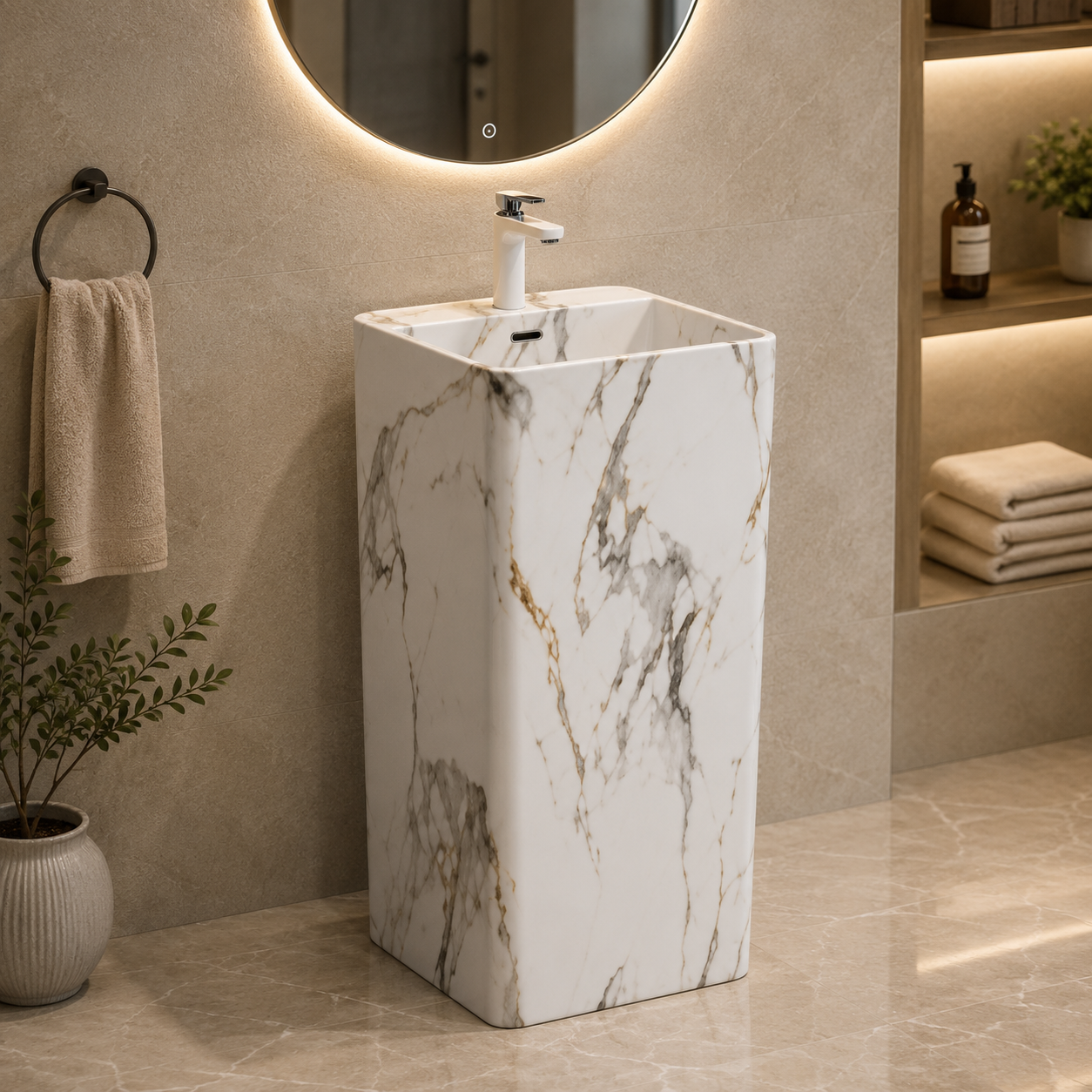 SCUBA CERAMIC PEDESTAL MARBLE COLOR SERIES SC-9207 D-2 (M)