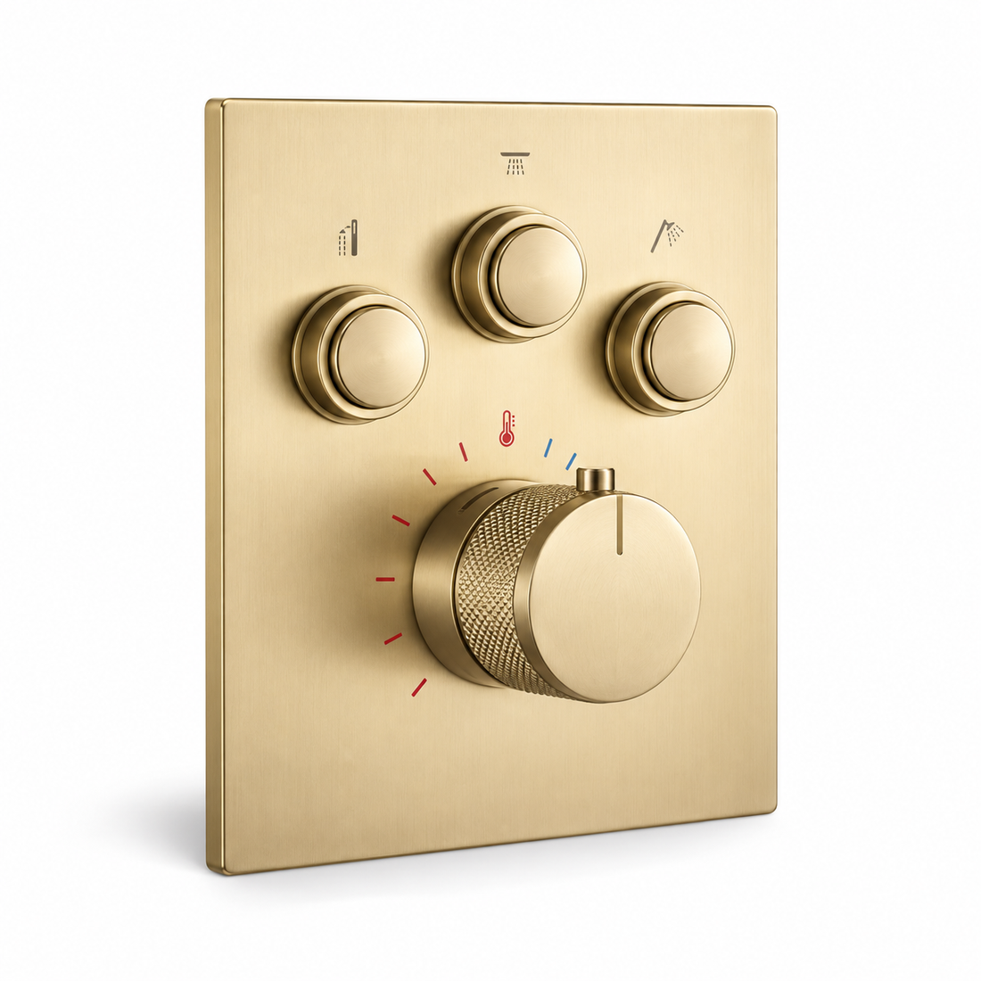 SERVEO AURA SERIES 3 WAY MULTI-FUNCTION THEERMOSTATIC CLICK BUTTON HIGH FLOW DIVERTER SV923A-BG-BRUSH GOLD