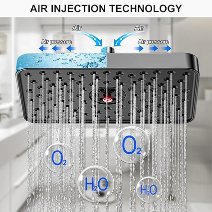 PICASO SELF CLEANING OVERHEAD SHOWER 10 INCHES WITH ANTI-SCALE TECHNOLOGY-CHROME & BLACK