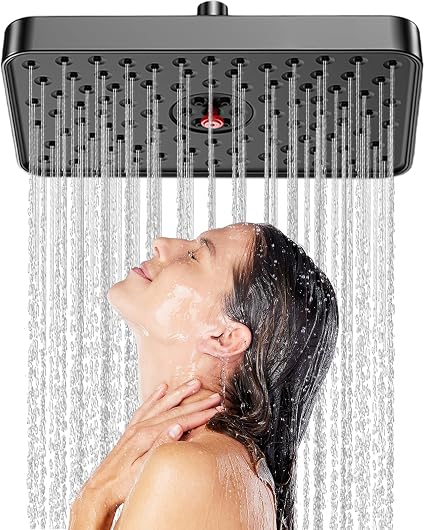 PICASO SELF CLEANING OVERHEAD SHOWER 10 INCHES WITH ANTI-SCALE TECHNOLOGY-CHROME & BLACK