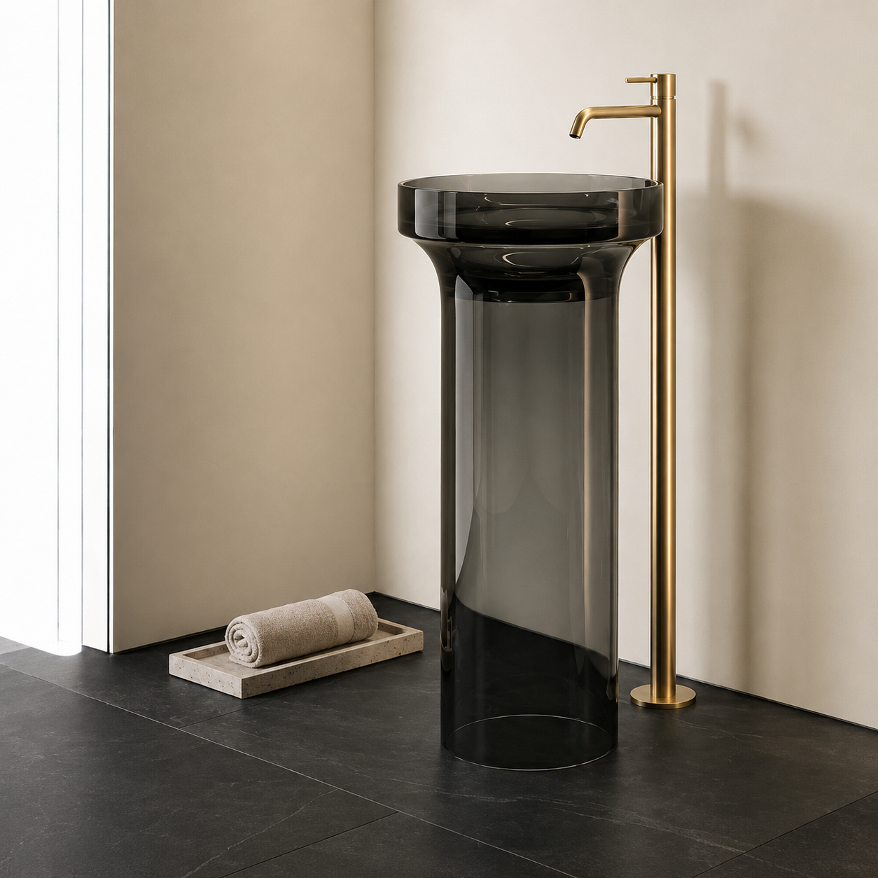 SCUBA RESIN TRANSPARENT PEDESTAL BASIN SC-9364-BLACK