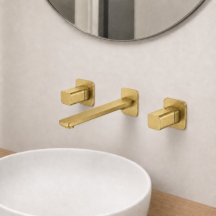 SERVEO REGALIA SERIES WALL MOUNTED BRASS BASIN MIXER SV6202-BRUSH GOLD