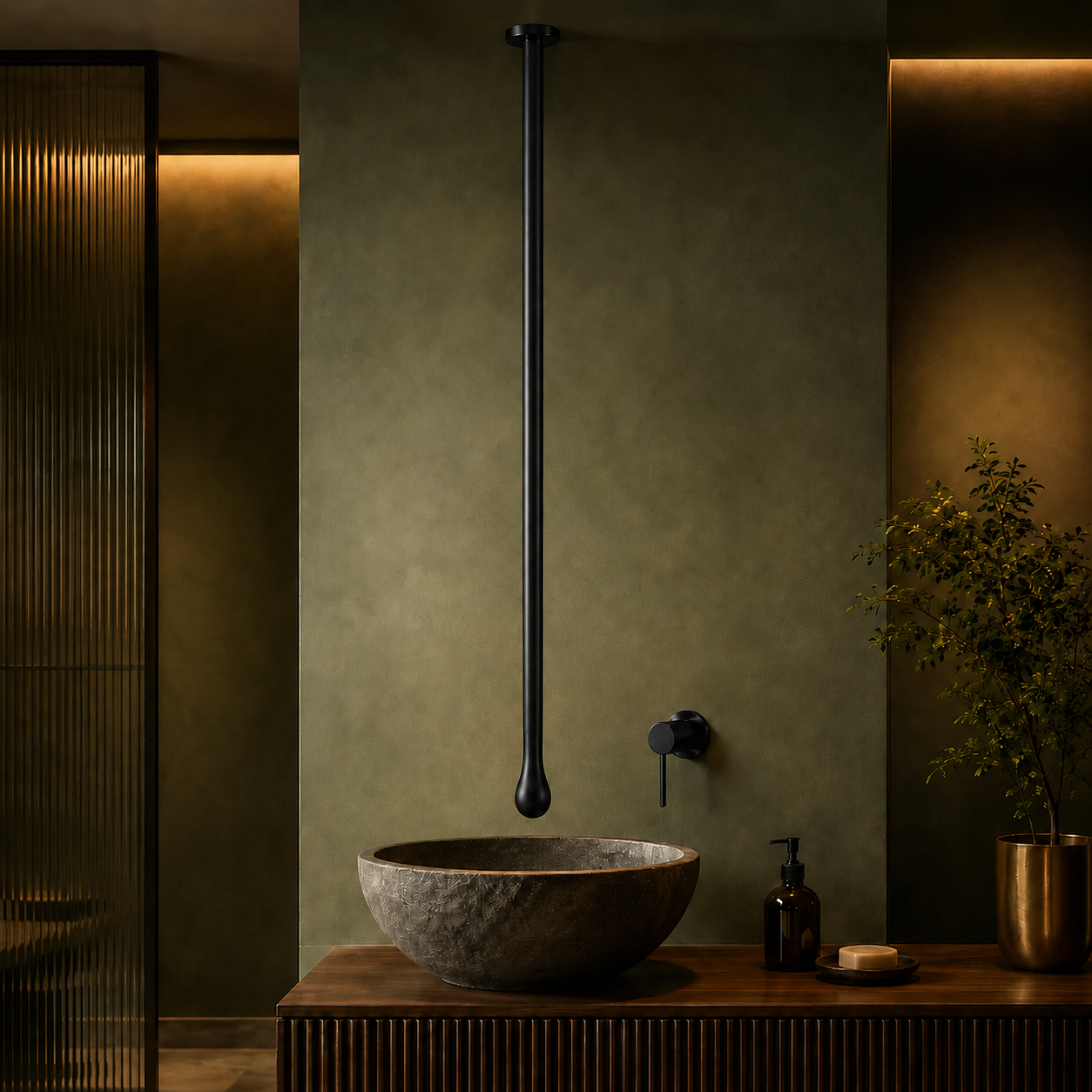 SCUBA CEILING MOUNTED BASIN FAUCET 67 INCHES WITH WITH CONCEALED MIXER SC-1103BLM-BLACK MATT