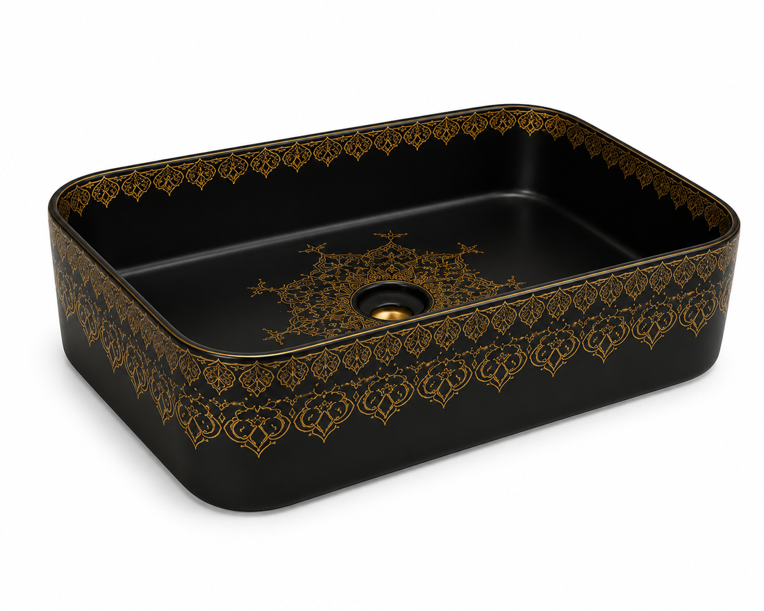 SCUBA MOROCCAN CERAMIC DESIGN BASIN SC-9588 BLK-KLH -BLACK