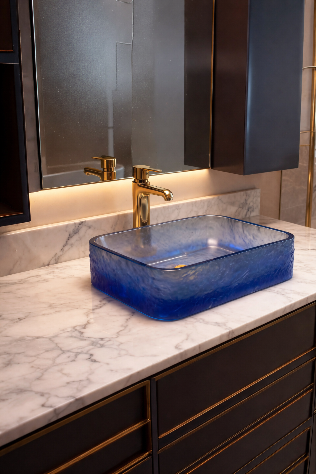 SCUBA GLASS RESIN WASH BASIN SC-3330- BLUE