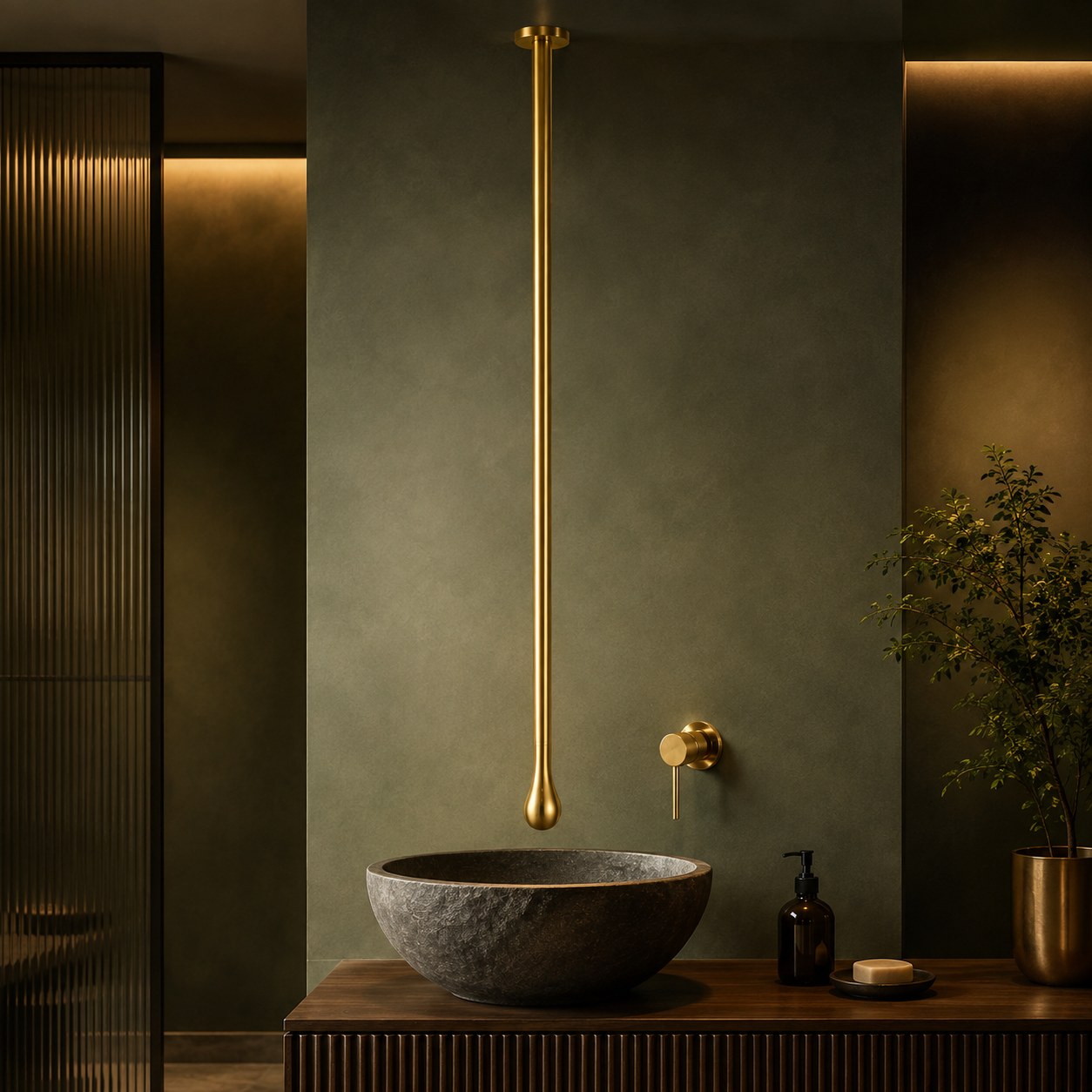 SCUBA CEILING MOUNTED BASIN FAUCET 67 INCHES WITH WITH CONCEALED MIXER SC-1103G - GOLD