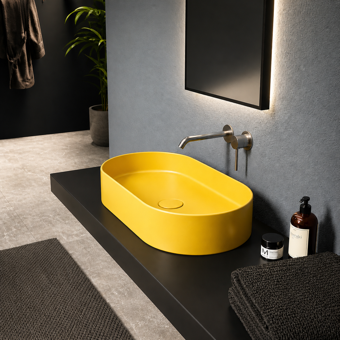 SCUBA COLOURFUL SERIES 18X11 INCHES CERAMIC MATT BASIN SC-9835- YELLOW MATT
