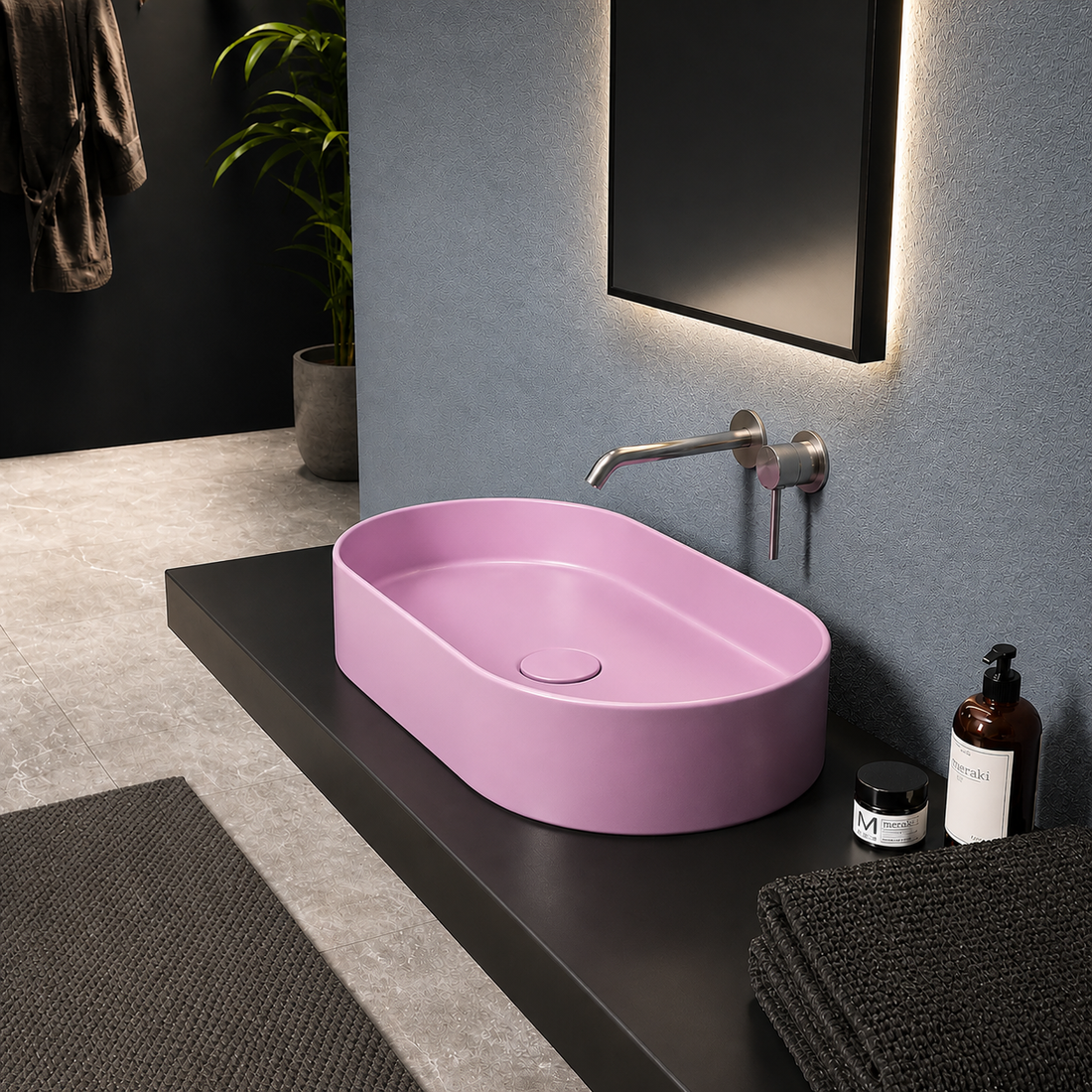 SCUBA COLOURFUL SERIES 18X11 INCHES CERAMIC MATT BASIN SC-9835- PINK MATT