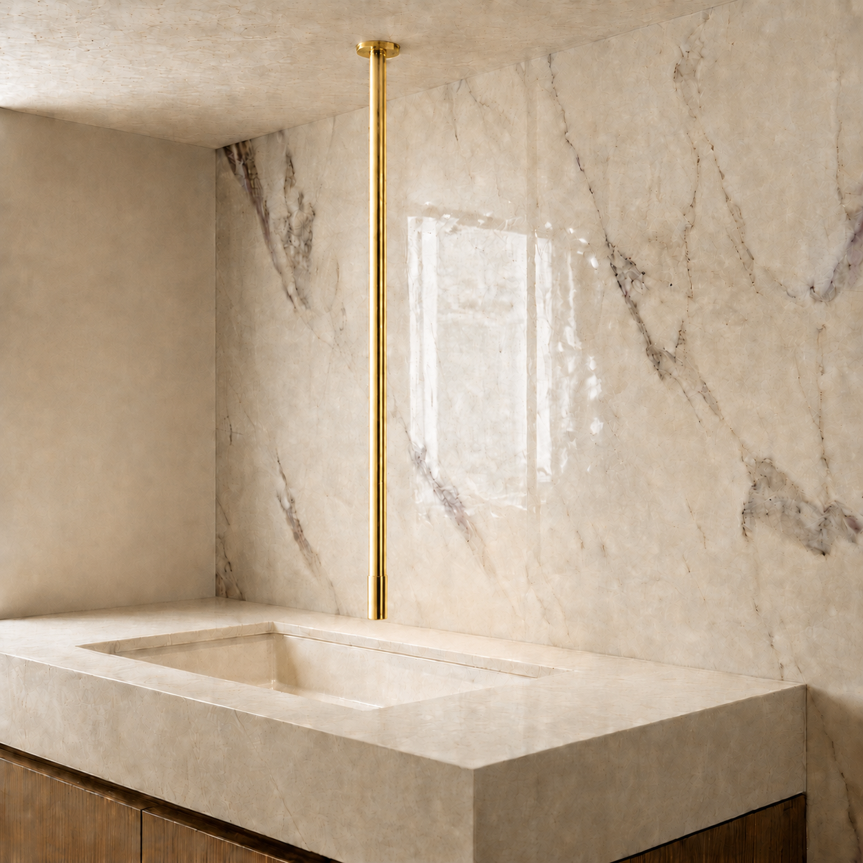 SCUBA CEILING MOUNTED BASIN  COLD FAUCET 72 INCHES WITH MOUTH OPERATED  SC-1185BG-BRUSHED GOLD