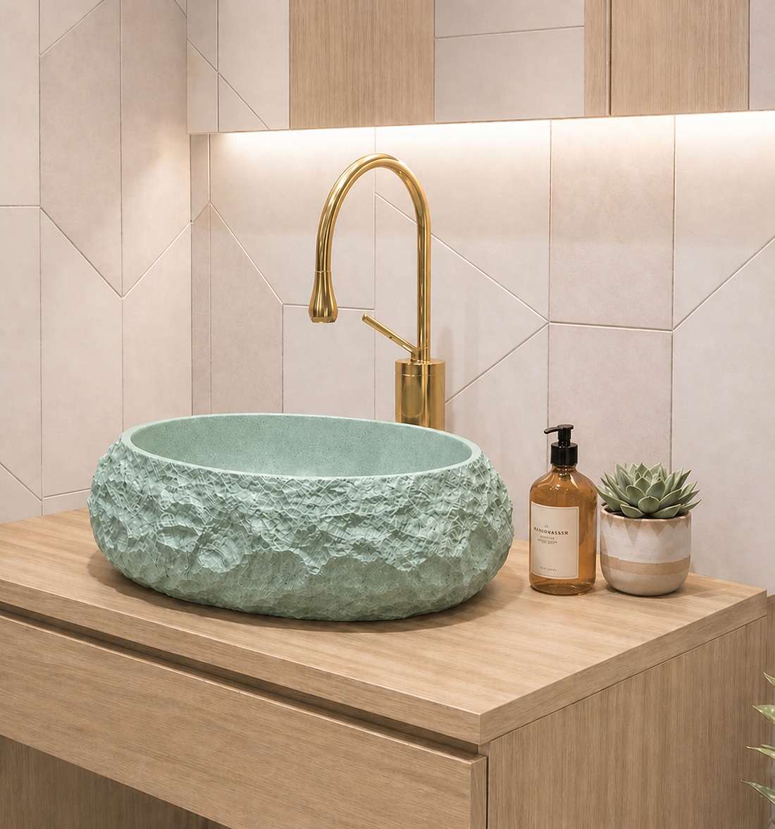SCUBA SC-9742 ARTIFICAL STONE CARVED BASIN - GREEN
