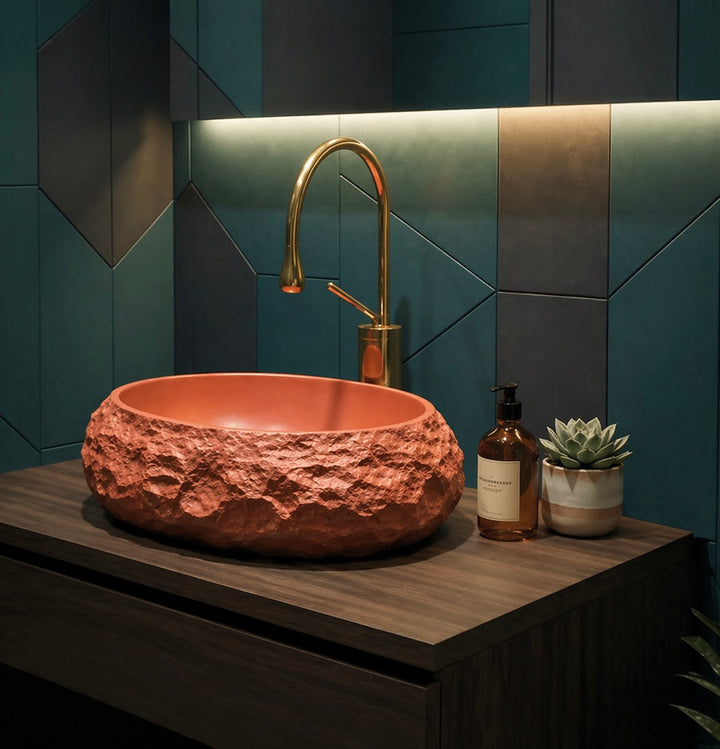 SCUBA SC-9742 ARTIFICAL STONE CARVED BASIN - RED