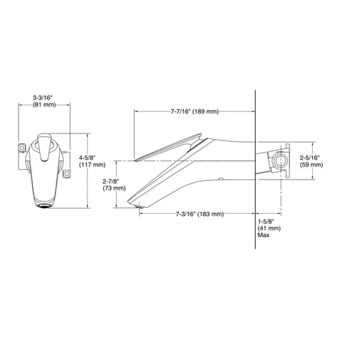 KOHLER WALL MOUNTED BASIN MIXER FLUENCE K-38895IN-4ND-BL-BLACK MATT