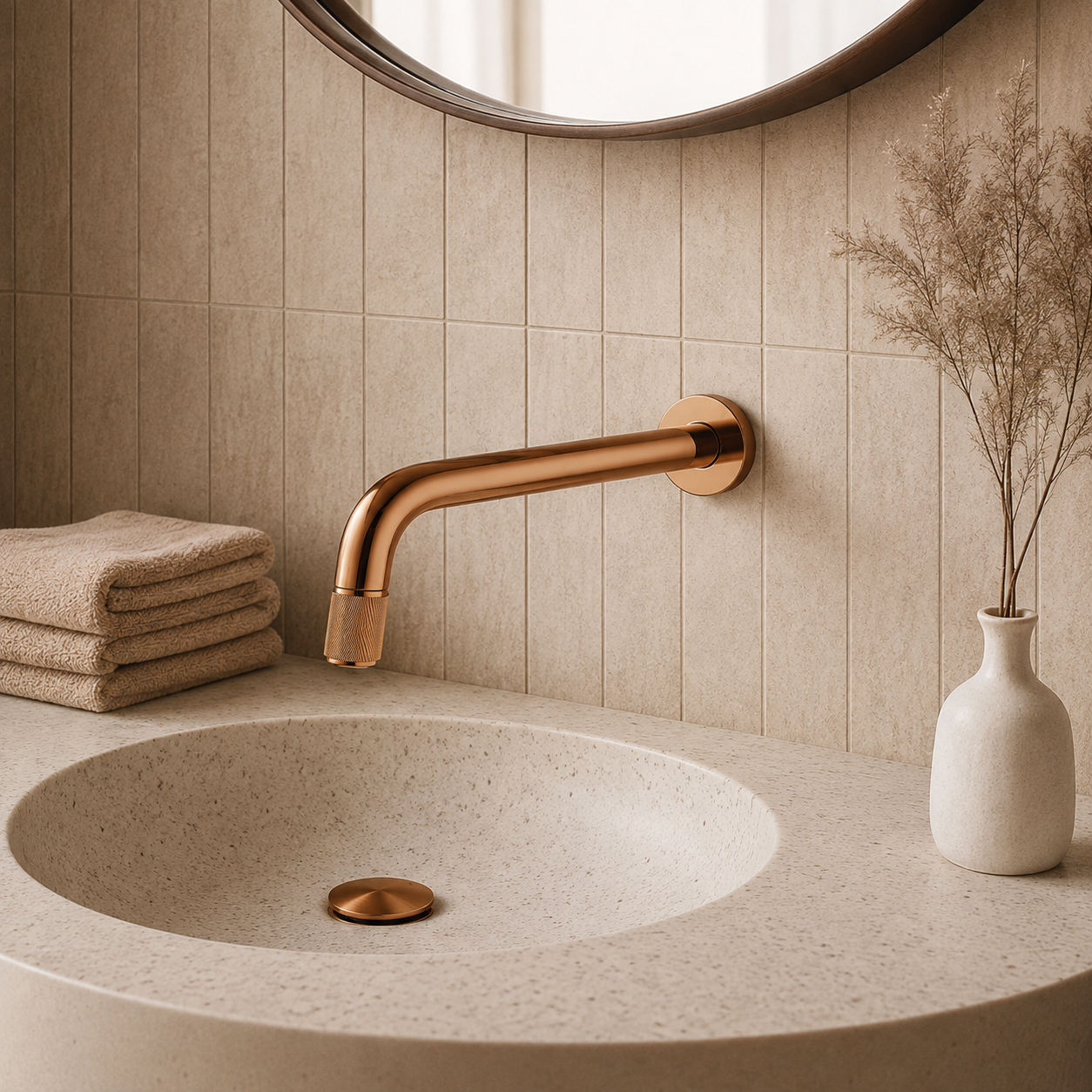 SERVEO MOUTH OPERATED WALL MOUNTED COLD BASIN TAP SV6203-ROSE GOLD