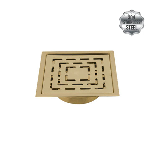 Picaso Half Maze 6x6 Floor Drain-Gold