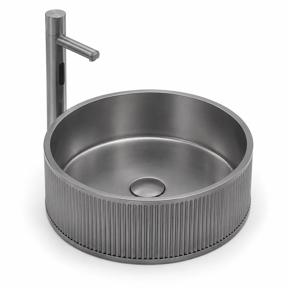SCUBA METALLIC BASIN SC-905 WITH POP-UP WASTE COUPLING-METALLIC GREY