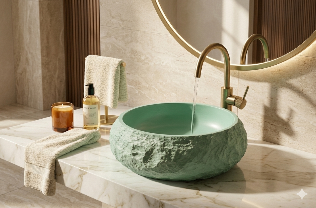 SCUBA SC-9742 ARTIFICAL STONE CARVED BASIN - GREEN