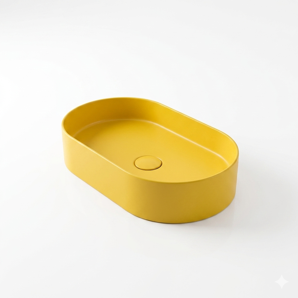 SCUBA COLOURFUL SERIES 18X11 INCHES CERAMIC MATT BASIN SC-9835- YELLOW MATT