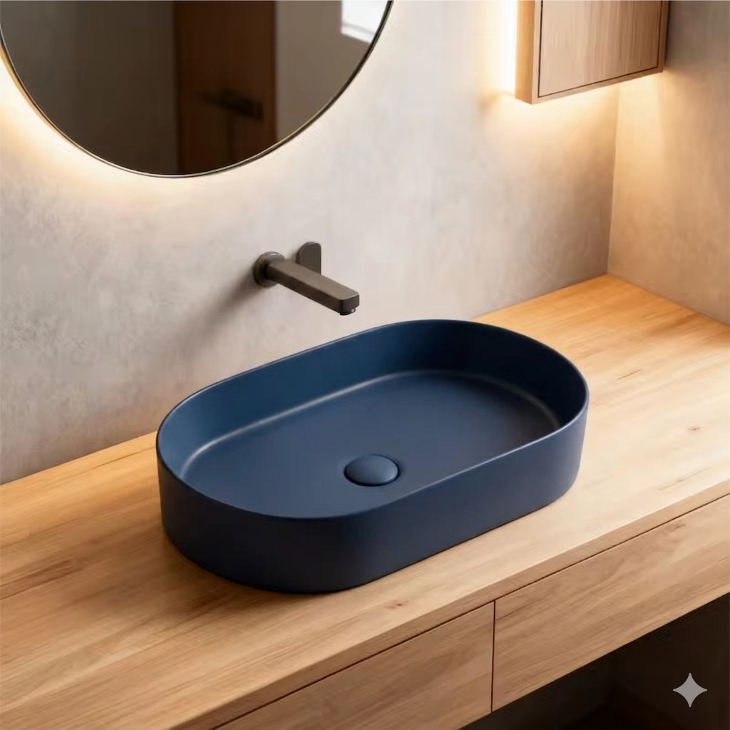 SCUBA COLOURFUL SERIES 18X11 INCHES CERAMIC MATT BASIN SC-9835- BLUE MATT