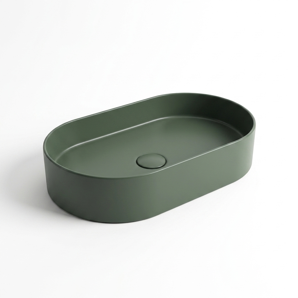 SCUBA COLOURFUL SERIES 18X11 INCHES CERAMIC MATT BASIN SC-9835- DEEP GREEN MATT