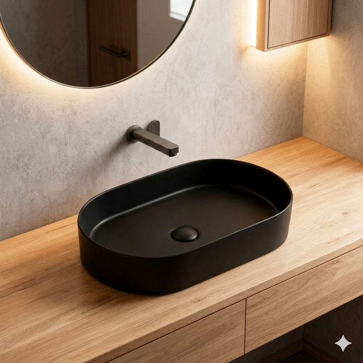SCUBA COLOURFUL SERIES 18X11 INCHES CERAMIC MATT BASIN SC-9835- BLACK MATT