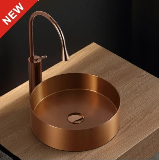Scuba Metallic Basin Series SC-902 BRG with Pop-Up Waste Coupling- Rose Gold