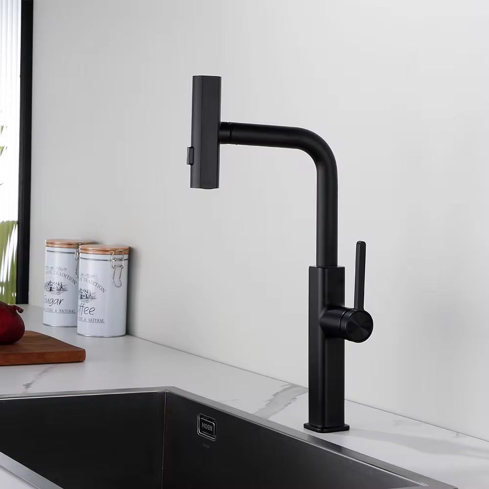 SCUBA 4 WAY SINGLE LEVER BASIN MIXER WITH PULLOUT SC-1154BM- BLACK MATT